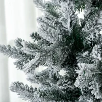 HOMCOM 6' Artificial Flocked Christmas Tree with Snow Frosted Branches, Auto Open, Steel Base(m-10)