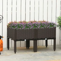 Outsunny 2-piece Raised Garden Bed PP Raised Flower Bed Plant Stand Stackable Vegetable Herb Grow Box(m-7)