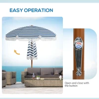 Outsunny 7 x 7 ft Outdoor Umbrella with Tilt, Vent, Patio Market Table Umbrella Parasol with Fringed Ruffles and Flounce, Blue(m-5)