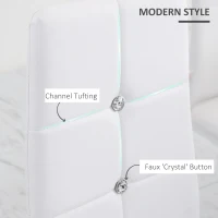 HOMCOM Set of 4 Modern Style Dining Chairs, Button Tufted High Back Side Chairs with Upholstered Seat, Steel Legs, White(m-4)