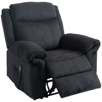 HOMCOM Manual Recliner Chair with Vibration Massage, Side Pockets, Corduroy Reclining Chair for Living Room, Black(m-2)