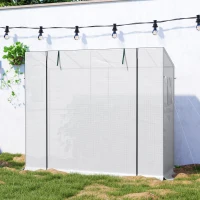 Outsunny Walk-in Portable Greenhouse Small Greenhouse for Outdoors with UV-resistant PE Cover, 6.6' x 2.5' x 5.6' White(m-8)