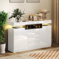 HOMCOM Sideboard Storage Cabinet with LED Lights, White(m-1)