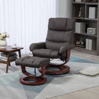 HOMCOM Swivel Recliner with Ottoman Massage, Recliner Chair and Ottoman, Faux Leather Reclining Chair with Remote, Brown(m-10)