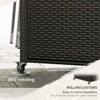 Outsunny 2-Tier PE Rattan Outdoor Bar Cart, Glass Top Outdoor Kitchen Island with Cabinet, Mixed Brown(m-4)