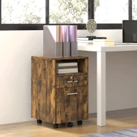 Vinsetto Small Filing Cabinet with 2 Drawers, Lockable Home Office Storage Cabinets on Wheels for A4, Letter Size, Rustic Brown(m-8)