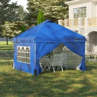 Outsunny 10' x 10' Pop Up Canopy Tent, Instant Sun Shelter, Tents for Parties, with Wheeled Carry Bag, Blue(m-1)