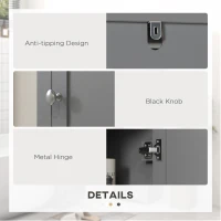 HOMCOM Tall Medicine Cabinet, Freestanding Bathroom Storage Cabinet with Shelves and 2 Cupboards, Bathroom Organizer, Grey(m-6)