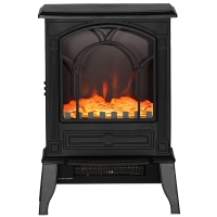 HOMCOM Electric Fireplace Heater, Freestanding Fireplace Stove with Realistic Flame Effect Overheat Protection 750W/1500W Black