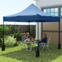 Outsunny 10' x 10' Replacement Canopy Top for Pop Up Canopy Tent with 4 Sand Bags, UPF50+ Protection, Navy Blue(m-2)