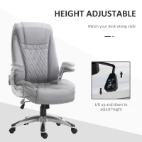 Vinsetto High-Back Office Chair Executive Swivel Computer Desk Chair, with PU Leather, Flip-up Armrest, Grey(m-4)