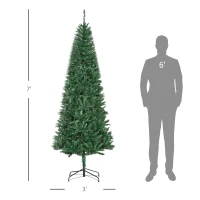 HOMCOM 7' Artificial Christmas Tree, Unlit Xmas Tree with Realistic Branch Tips for Indoor, Home, Holiday, Green(m-3)