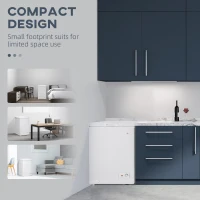 HOMCOM Compact Chest Freezer 3.5 Cubic Feet with Removable Basket, Mini Deep Freezer with Single Door 7 Temperature Setting, Drain Hole for Apartment, Kitchen, or Home Office, White(m-5)