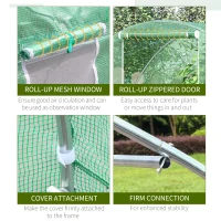 Outsunny 5'x10'x7' Tunnel Greenhouse Outdoor Walk-In Hot House with Roll-up Windows and Zippered Door, Steel Frame, PE Cover, Green(m-6)