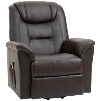 HOMCOM Electric Power Lift Chair for Elderly, PU Leather Recliner Sofa with Footrest and Remote Control, Side Pockets for Living Room, Brown(m-11)