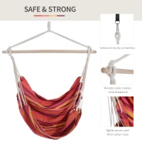 Outsunny Patio Hanging Hammock Chair, Porch Camping Hammock Swing Seat with Spreader Bar for Outdoor Garden Yard (Yellow, Red, Brown, Cotton)(m-4)