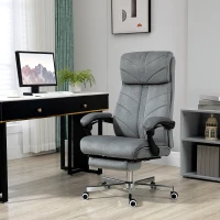 Vinsetto High-Back Office Chair Computer Desk Chair with Footrest Reclining Function and Adjustable Height Gray(m-10)
