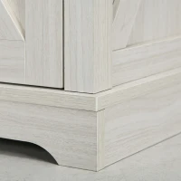 HOMCOM Farmhouse End Table with Storage, Side Table with Charging Station and USB Ports for Living Room, Distressed White(m-9)