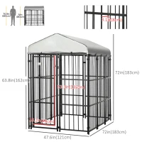 PawHut Galvanised Steel Outdoor House Heavy Duty Dog Kennel, Black(m-3)