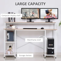 HOMCOM 55 Inch Home Office Computer Desk Study Writing Workstation with Storage Shelves, Elevated Monitor Shelf, CPU Stand, Durable X-Shaped Construction, Oak Wood Grain(m-5)