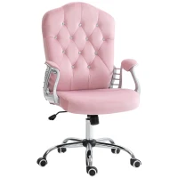 Vinsetto Velvet Office Chair Desk Chair with 360 Degree Swivel Wheels Adjustable Height Tilt Function Pink(m-1)