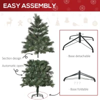 HOMCOM 5FT Artificial Pop-Up Christmas Tree Holiday Home Decoration, Green for Party(m-6)