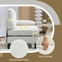 HOMCOM Right Side Module for Modular Sectional Sofa, Upholstered Armchair with Wood Legs and Pocket Spring, Cream White(m-5)