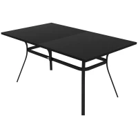 Outsunny Rectangle Patio Dining Table for 6 People with Steel Legs, Metal Tabletop for Garden, Backyard, Lawn, Balcony, Black(m-2)