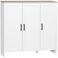 HOMCOM Modern Sideboard Cabinet with Adjustable Shelves, 3 Doors for Modern Kitchen & Dining Room, Ideal for Homeowners, White(m-11)