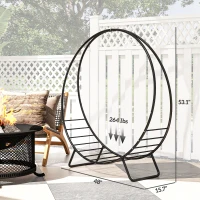 Outsunny 48" Firewood Rack with Waterproof Cover, Heavy Duty Wood Storage Holder Log Rack for Indoor Outdoor, Black(m-3)