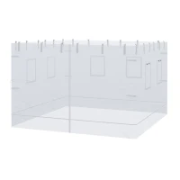 Outsunny Pop up Canopy Walls, Universal Replacement Netting, Set of 4 Mesh Screen Sidewalls, Patio Netting with 6 Service Windows and 1 Door for 10' x 10' Canopy Tent, White(m-11)