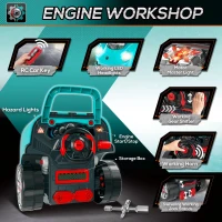 Qaba Mechanic Kids Truck Engine Toy Set, Car Service Play Set, Teal(m-5)