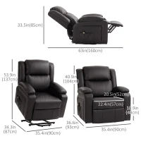 HOMCOM Lift Chair for Seniors, PU Leather Upholstered Electric Recliner Chair with Remote, Side Pockets, Quick Assembly, Brown(m-3)