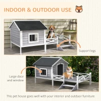 PawHut Small/Medium Dog House with Porch, Gray(m-6)