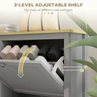 HOMCOM Entryway Shoe Storage Cabinet with 4 Flip Drawers, Adjustable Shelves, Narrow Shoe Cabinet for 20 Pairs of Shoes, Grey(m-5)