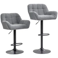 HOMCOM Swivel Barstools Set of 2 Adjustable Bar Stools with Footrest Armrests for Dining Room Grey(m-11)