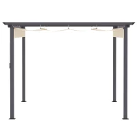 Outsunny 10' x 10' Retractable Pergola Canopy, Patio Gazebo, Sun Shelter with Aluminum Frame for Outdoors, Cream White(m-7)