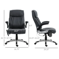 Vinsetto Executive Massage Office Chair with 6 Vibration Points, Heated Faux Leather Computer Desk Chair with Flip-up Armrest, Adjustable Height, Swivel Wheels, Black(m-3)