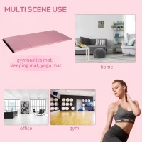 Soozier 4'x8'x2" Folding Gymnastics Tumbling Mat, Exercise Mat with Carrying Handles for Yoga, MMA, Martial Arts, Stretching, Core Workouts, Pink(m-4)