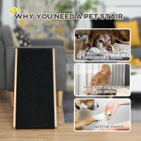 PawHut Elevated Dog Ramp for Bed, Foldable and Height Adjustable Pet Ramp for Cats with Non-Slip Finish, Pine 35.5" L x 16" W x 24" H, Black(m-5)
