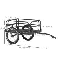 Aosom Bike Trailer, Bicycle Cargo Carrier with Suspension, Triple Safety Features, 16" Wheels, Hitch, Steel Frame, Black(m-3)
