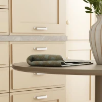 HOMCOM Modern Kitchen Table for 2 People, Round Dining Table with Steel Base for Living Room, Dining Room, Light Brown(m-9)