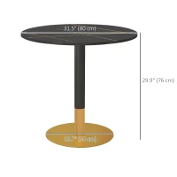 HOMCOM Round Dining Table, Modern Dining Room Table with Faux Marble Top, Steel Base, Space Saving Small Kitchen Table, Black(m-2)