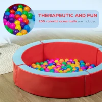 Outsunny Foam Kids Ball Pit Pool with Removable & Washable Cover, 45" x 10" Round Ball Pit for Toddlers with 200 Ocean Balls, Soft Baby Playpen, Red(m-5)