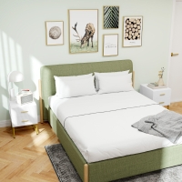 HOMCOM 2 Pieces Nightstands with Storage, Modern Bedside Tables with 2 Fluted Drawers and Gold Legs for Bedroom, White