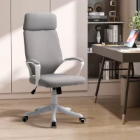 Vinsetto Ergonomic Home Office Chair High Back Computer Desk Chair with Lumbar Back Support, Padded Armrests, Adjustable Height, Grey(m-2)
