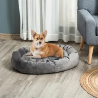 PawHut Pet Bed, Soft Velvet Lounge Sleeper, Machine Washable Cushion, Soft Padding, Zippered Cover, Portable, for Medium Dogs, Dark Grey(m-8)