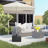 Outsunny 3-in-1 Outdoor Umbrella Base, Coffee End Table, Flower Box Planter, 175lbs Capacity Patio Umbrella Stand Table with Wheels and Handles, Black(m-10)
