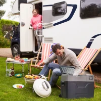 Outsunny 50 Liter Car Refrigerator Portable Freezer 12/24V Electric Cooler Box for Camping, Travel, Picnic, Down to -20℃(m-8)