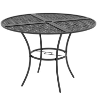 Outsunny 42" Round Outdoor Dining Table for 4 Persons, Metal Patio Dining Table with Umbrella Hole for Backyard, Lawn, Balcony(m-2)